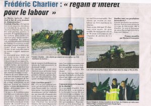 Frédéric Charlier « regain d'intérêt pour le labour », article de presse de La Marne Agricole